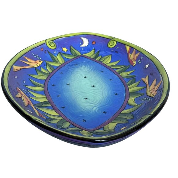 Terri Kern Vintage Handmade Moon Star Night Oval Serving Platter Bowl 14" Signed - Picture 13 of 16